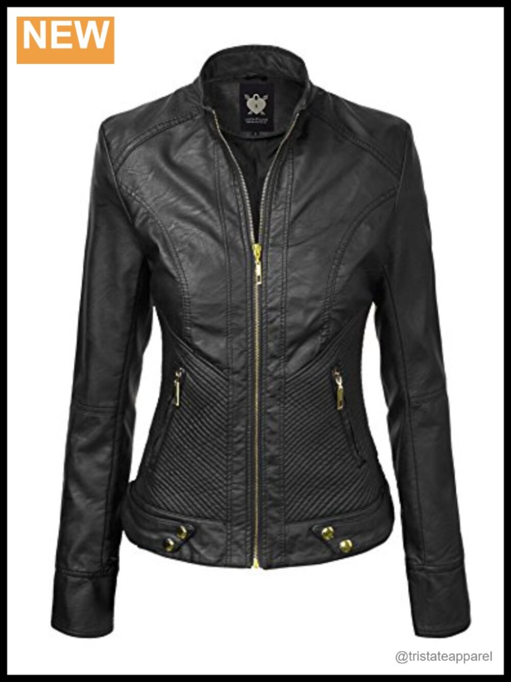 Slim Fit Vegan Leather Moto Jacket PU Biker Motorcycle Coat
